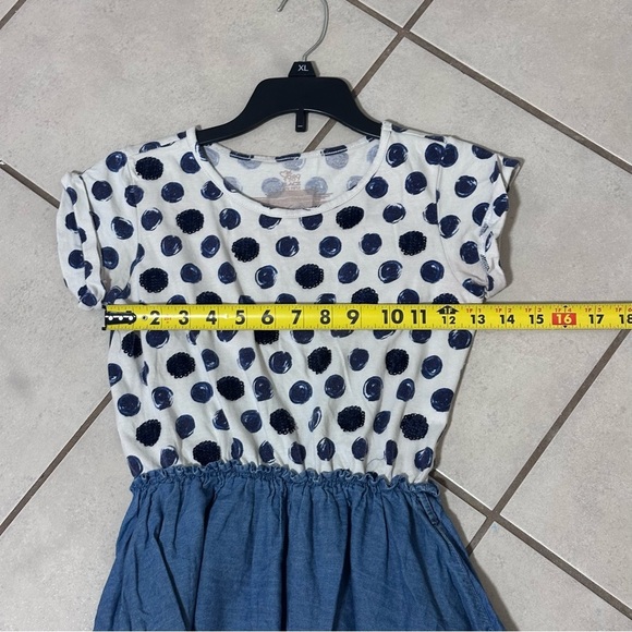 Children’s Place Girls Denim Polka Dot blue/White Dress Size L(10/12)‎ - Picture 7 of 9